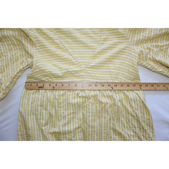 Traffic People Striped Yellow Cozy Midi dress Size M shapeless grandma core - Picture 6 of 11